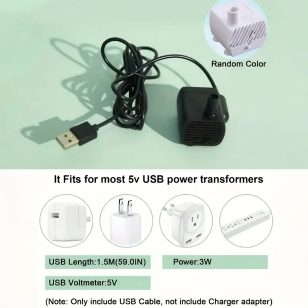 Transparent Pet Water Fountain Automatic Cat & Dog‎ Flower USB Powered Dispenser